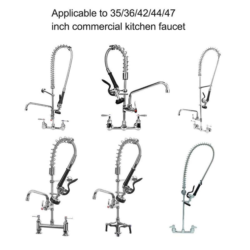 KWODE Pre-Rinse Hose with Spray Valve 44 Inch Flexible Stainless Hose with Sprayer Nozzle Head Replacement Kit for Commercial Kitchen Sink Faucet(Free Brass Adapter to Connect Add-on Swivel Spout) - Image 2